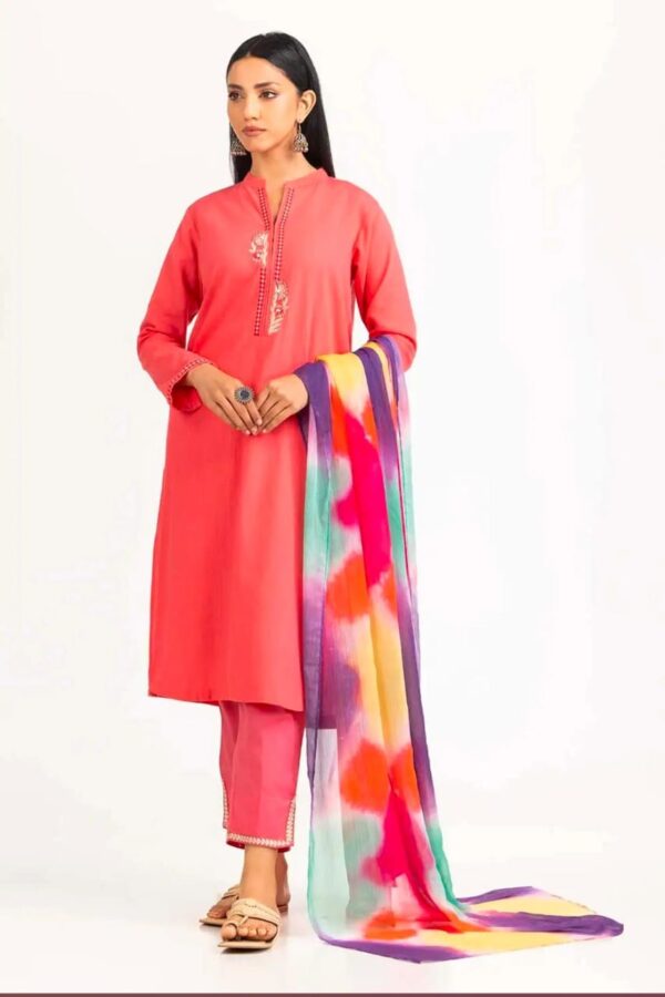 Har Roz Yarn Dyed Embroidered Shirt And Trouser - Image 2