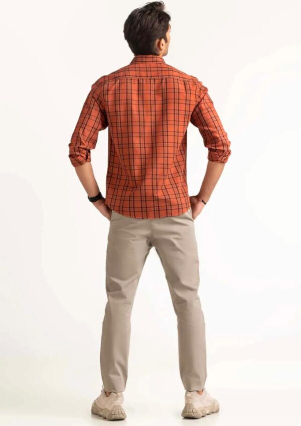 Rust Yarn Dyed Checkered Casual Shirt - Image 2